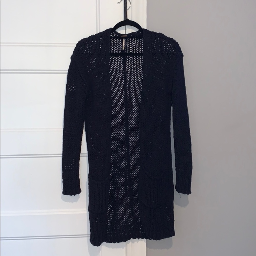 Navy knit long sweater